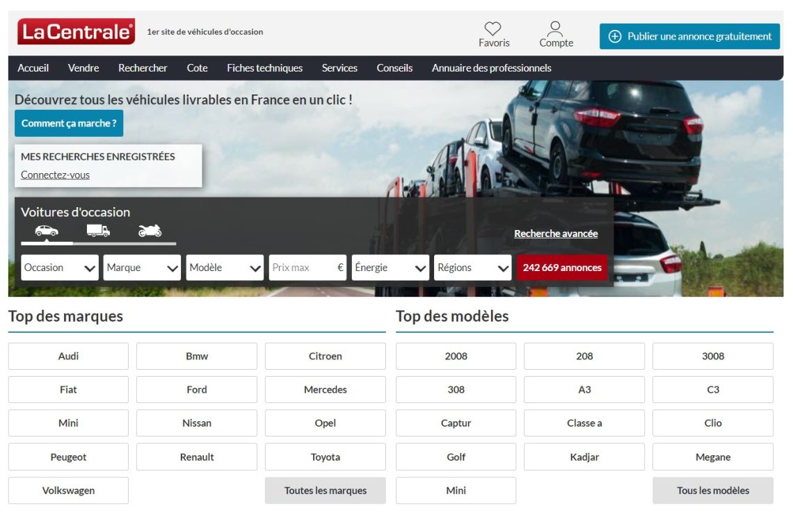La Centrale : le site n°1 de l'achat vente de véhicules d'occasion